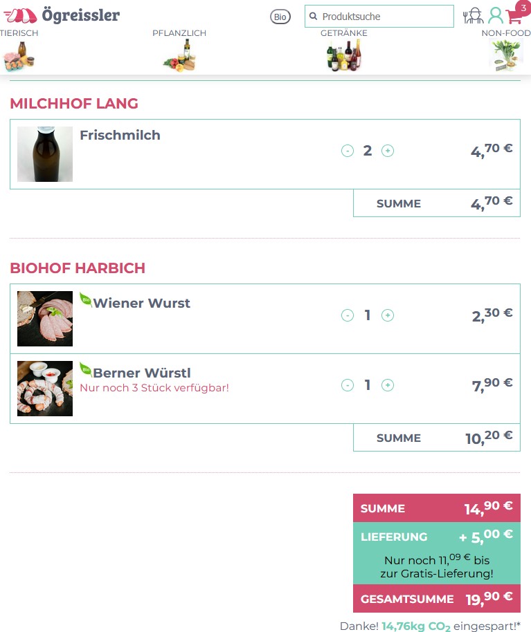 Ögreissler Web-Shop Screenshot